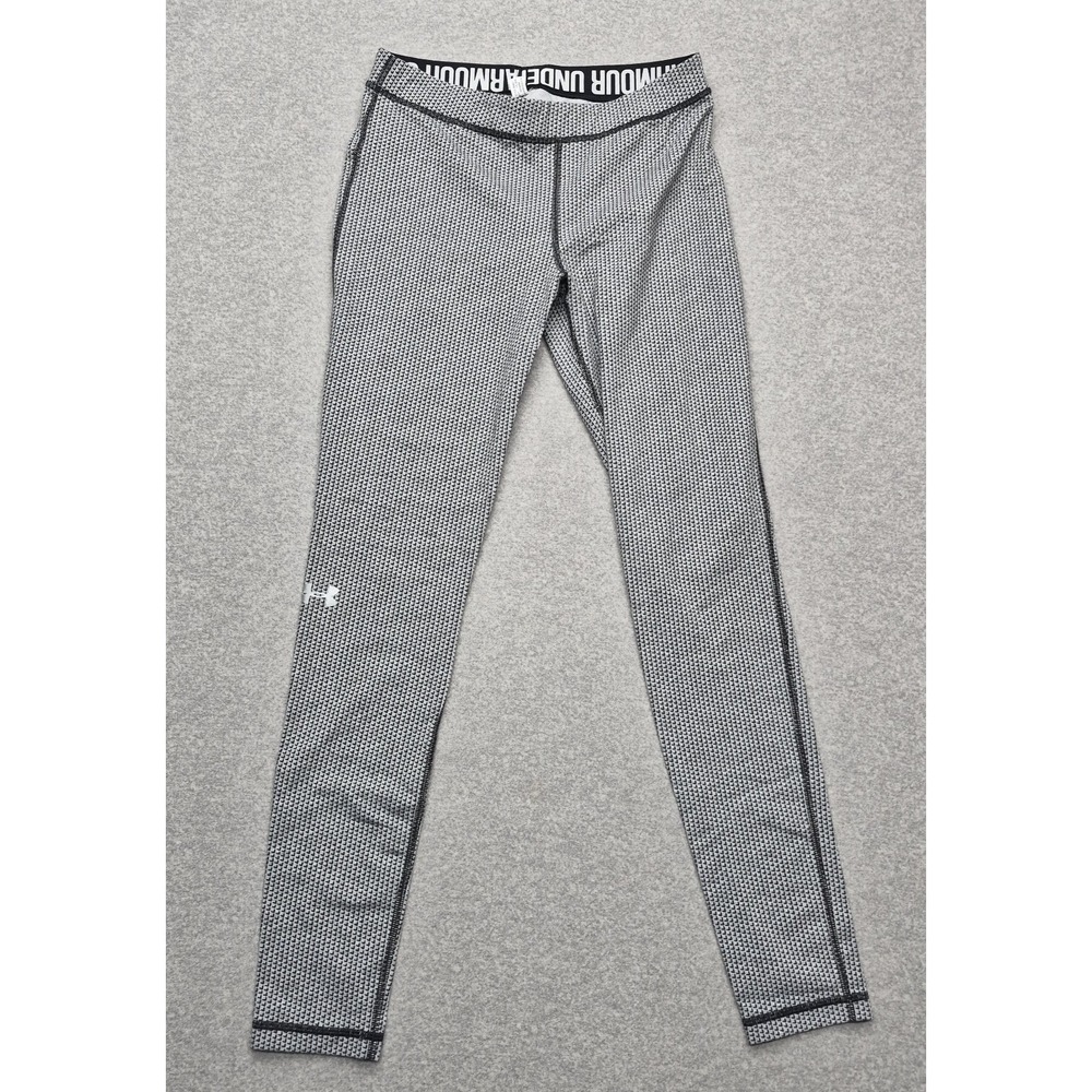 Under Armour Leggings Womens M Grey Black HeatGear Ankle Crop Geometric
